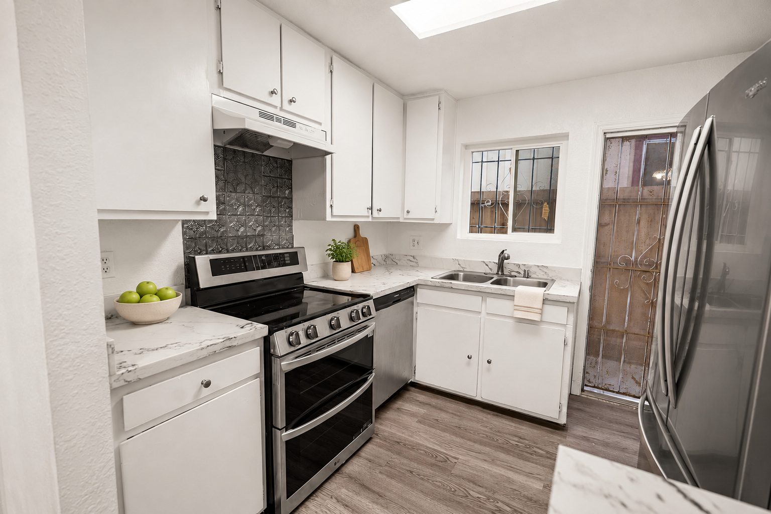 Lower unit kitchen, virtually staged with AI