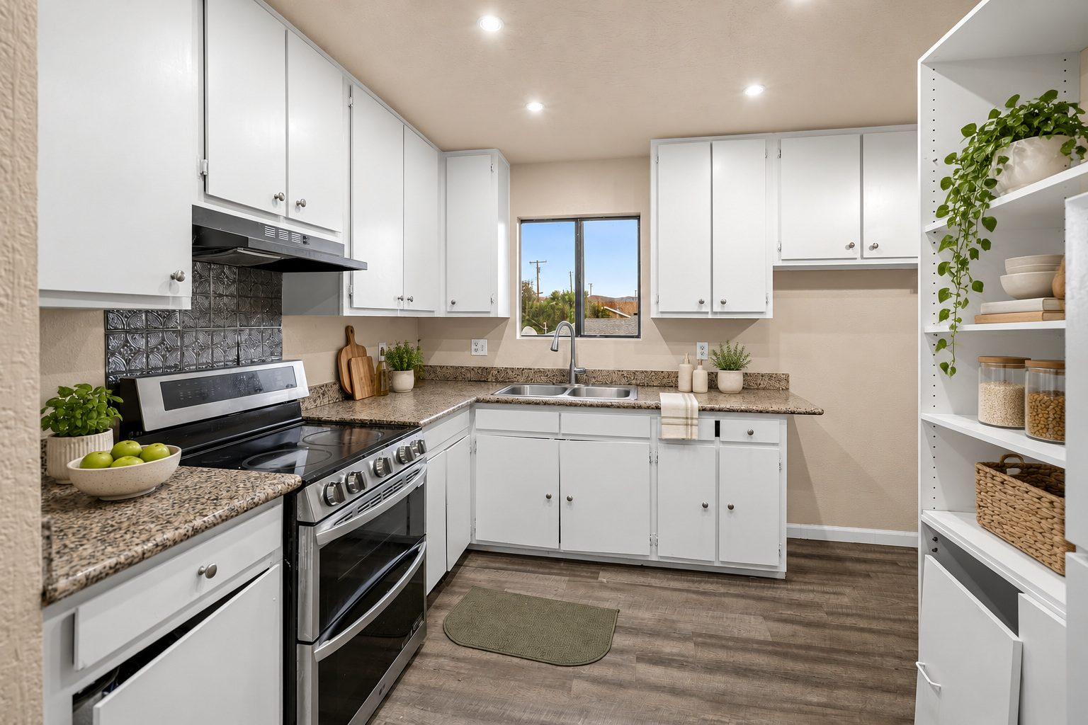 Upper unit kitchen, virtually staged with AI
